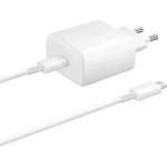 Samsung Φορτιστής με Θύρα USB-C και Καλώδιο USB-C 25W Λευκός