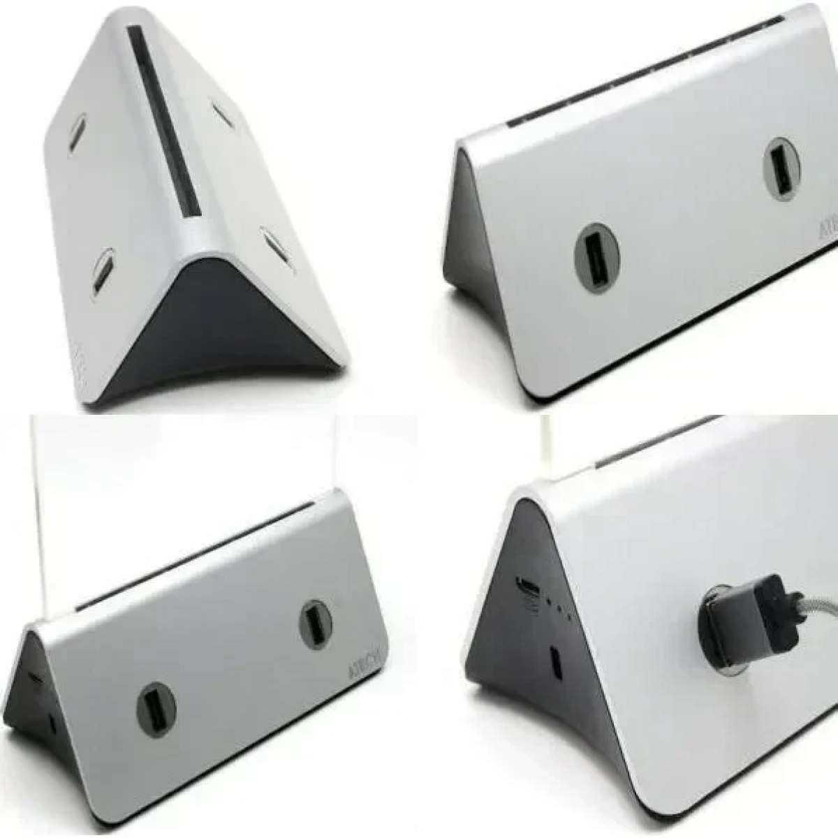 Power Bank με 4 x USB & LED Βάση Καταλόγου για Καφετέριες, Bar, Εστιατόρια & Χώρους Εστίασης - Μπαταρία Φόρτισης Κινητών, Tablet Ασημί