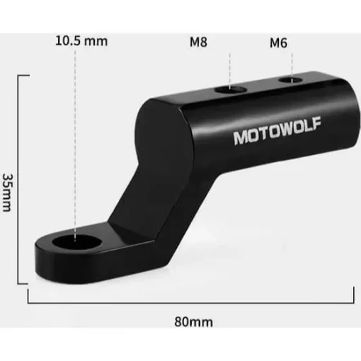 Motowolf Προέκταση Καθρέπτη Μηχανής για Φώτα 1τμχ (Μαύρο)