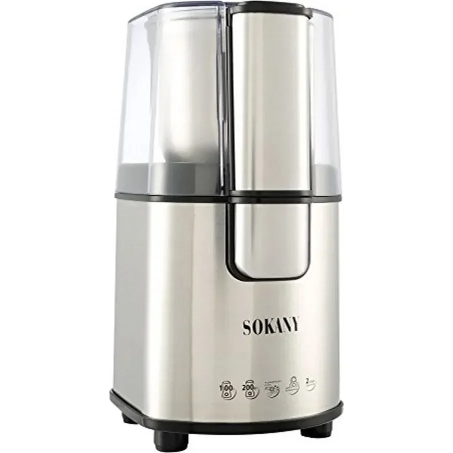 Sokany SM-3020S Ηλεκτρικός Μύλος Καφέ 200W με Χωρητικότητα 90gr Ασημί