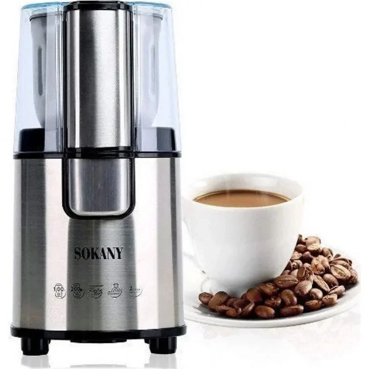 Sokany SM-3020S Ηλεκτρικός Μύλος Καφέ 200W με Χωρητικότητα 90gr Ασημί - Image 2