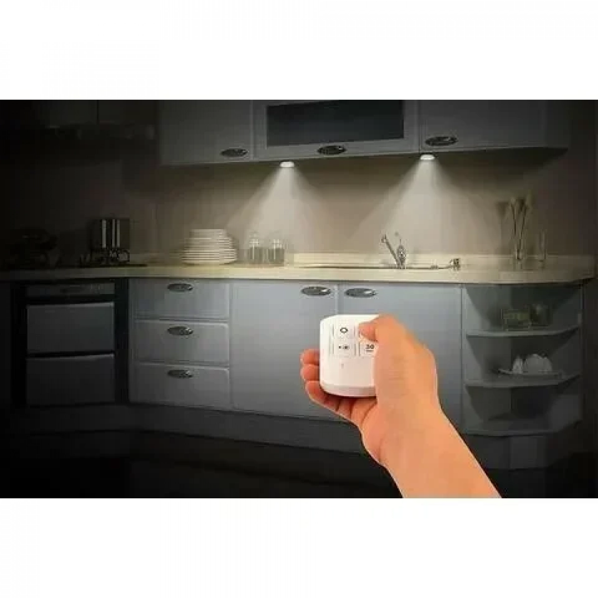 LED Φωτιστικό Σποτάκι για Ντουλάπες με Μπαταρία και Τηλεχειριστήριο 3τμχ