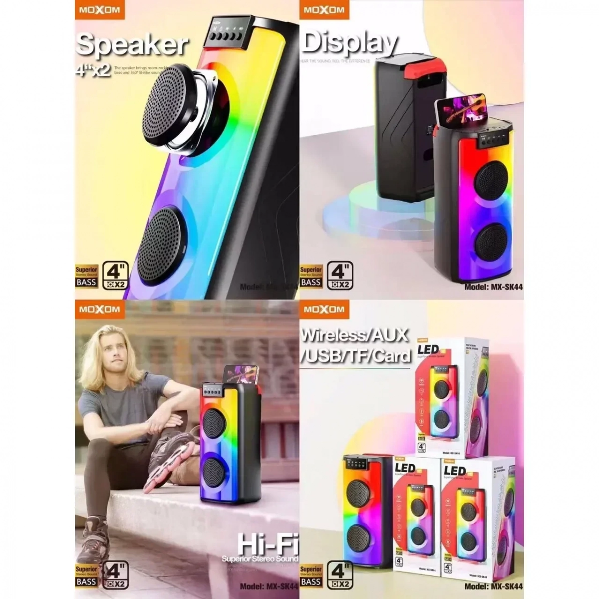 Moxom Ηχείο με λειτουργία Karaoke MX-SK44 σε Μαύρο Χρώμα