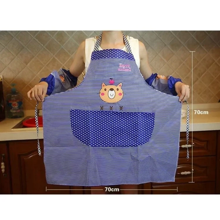 Σετ μαγειρική ποδιά με μανίκια πάνω από τον ώμο Μπλε