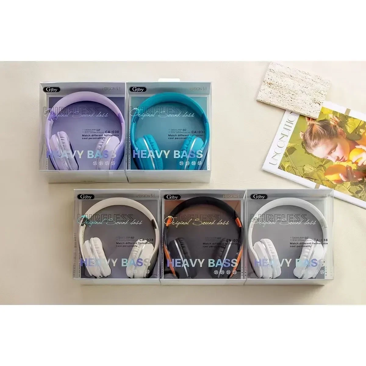 CA-038 Ασύρματα Bluetooth Over Ear Ακουστικά Μπεζ-λευκό
