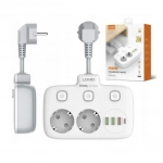 Πολύπριζο 2 θέσεων με διακόπτη και 3 USB 2500W Ldnio SE-2435 λευκό