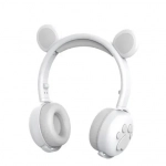 Ασύρματα Bluetooth On Ear Ακουστικά BK-5 με Αυτάκια Αρκούδας Γκρι