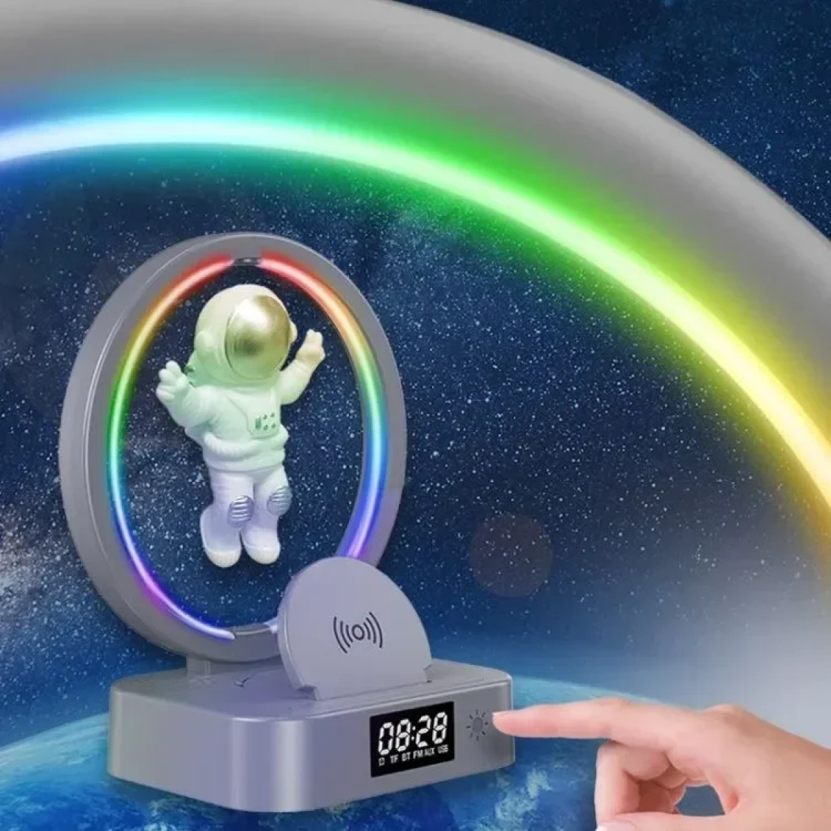Επιτραπέζιο ρολόι LED - Ξυπνητήρι - Ηχείο RGB - Ασύρματος φορτιστής (Y-558 G)