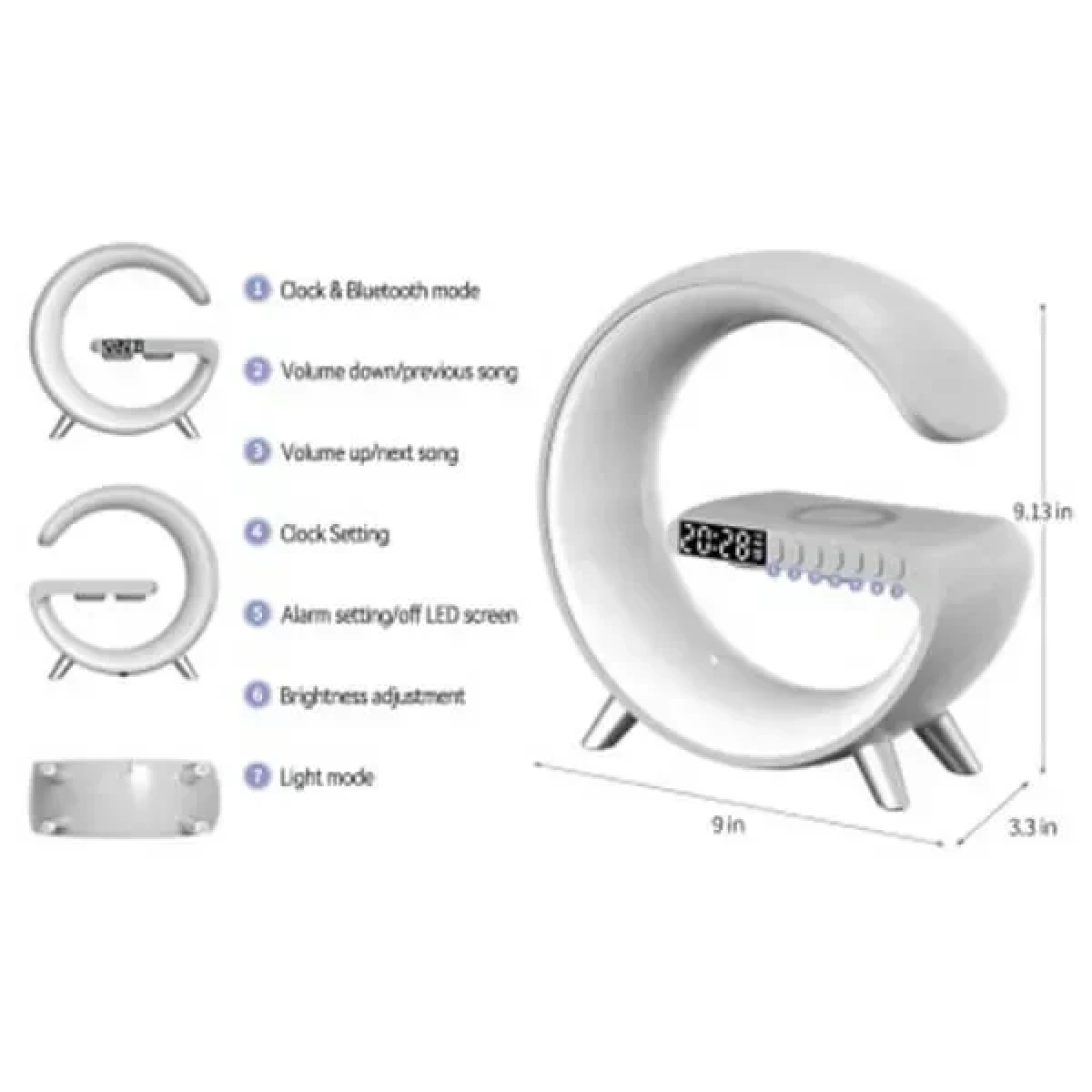 3in1 Wireless Charger Ηχείο Bluetooth 5W με Ραδιόφωνο Rgb Λευκό BT2301