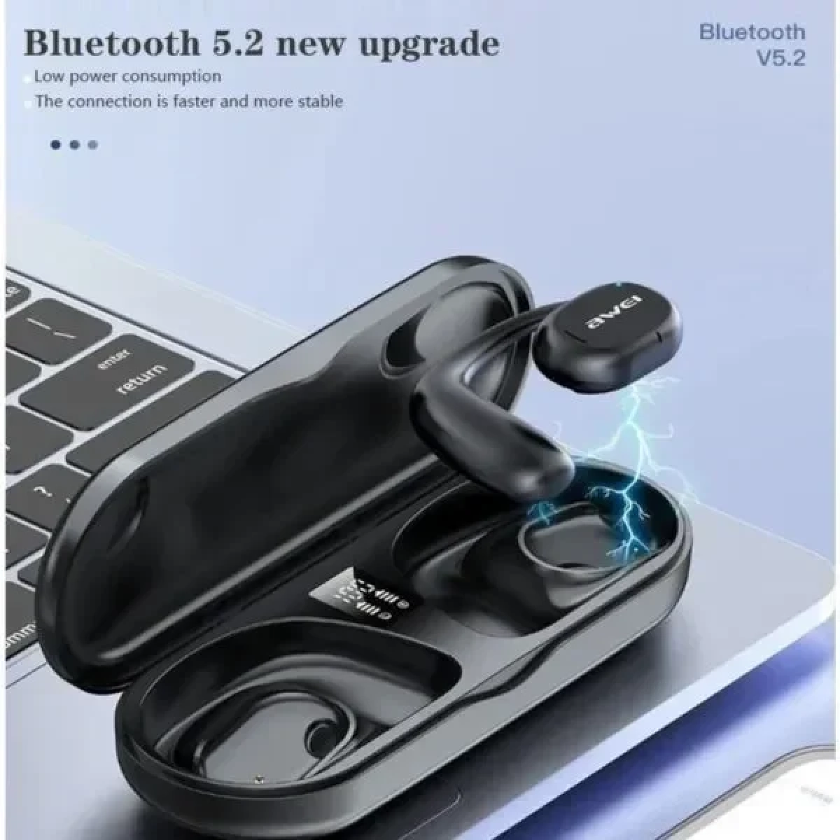 Ασύρματα ακουστικά Bluetooth Handsfree με θήκη φόρτισης Awei T69 μαύρο