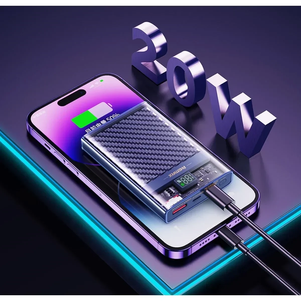 Remax RPP-551 Power Bank 10000mAh με Θύρα USB-A και Θύρα USB-C Power Delivery Μπλε