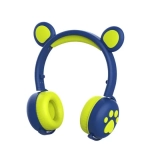 Ασύρματα Bluetooth On Ear Ακουστικά BK-5 με Αυτάκια Αρκούδας Μπλε Πράσινο