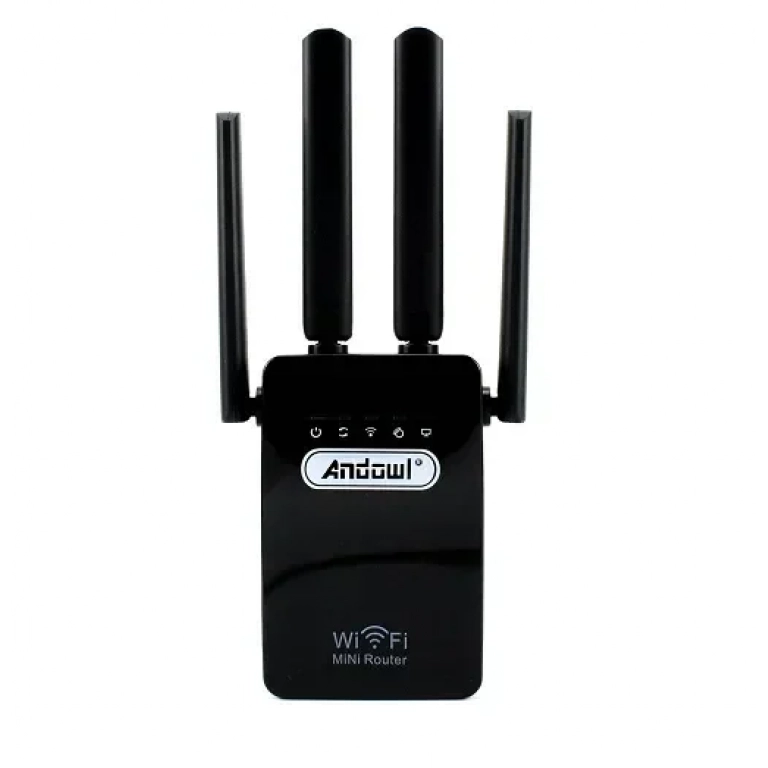 WiFi Extender Single Band (2.4GHz) 300Mbps με 2 θύρες Ethernet Andowl Q-T83 μαύρο