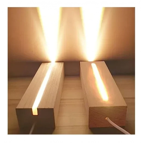 Ξύλινη επιτραπέζια βάση οθόνης φωτιζόμενη LED 2 τεμάχια