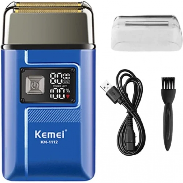 Επαναφορτιζόμενη ξυριστική μηχανή Kemei KM-1112 μπλε