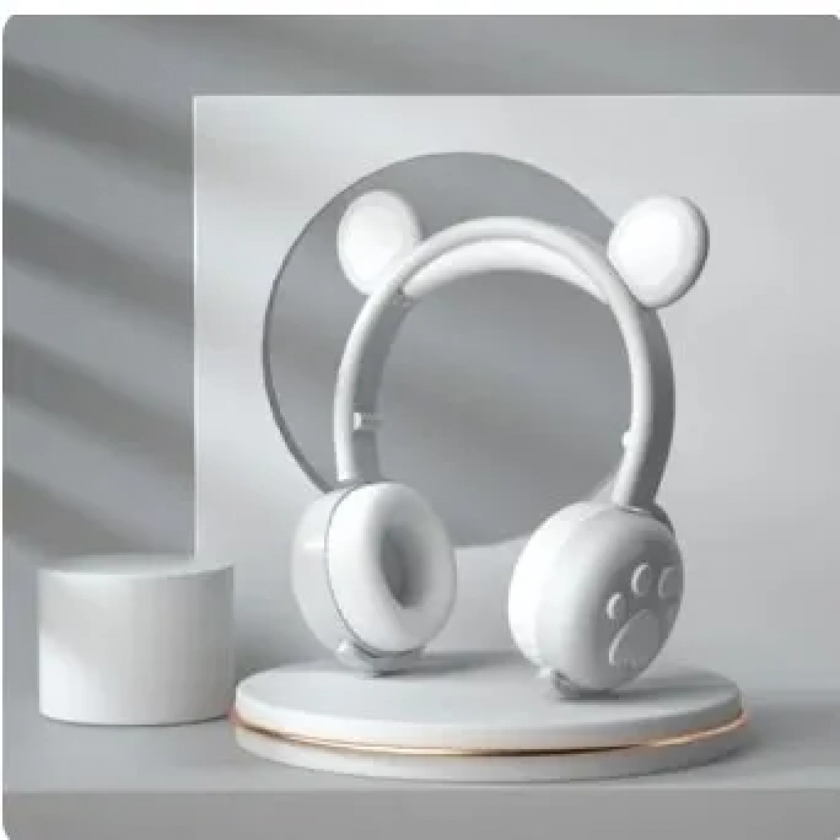 Ασύρματα Bluetooth On Ear Ακουστικά BK-5 με Αυτάκια Αρκούδας Γκρι