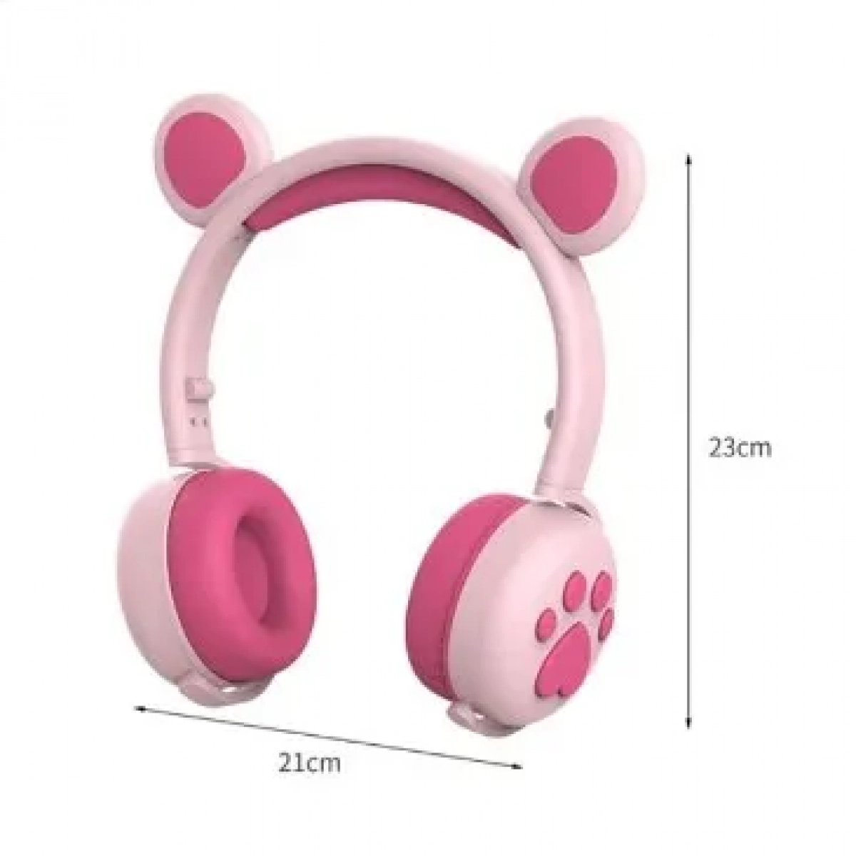Ασύρματα Bluetooth On Ear Ακουστικά BK-5 με Αυτάκια Αρκούδας Γκρι