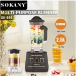 Μπλέντερ πολλαπλών χρήσεων Sokany Sk-666 5000W υψηλής ισχύος Μαύρο - Image 2