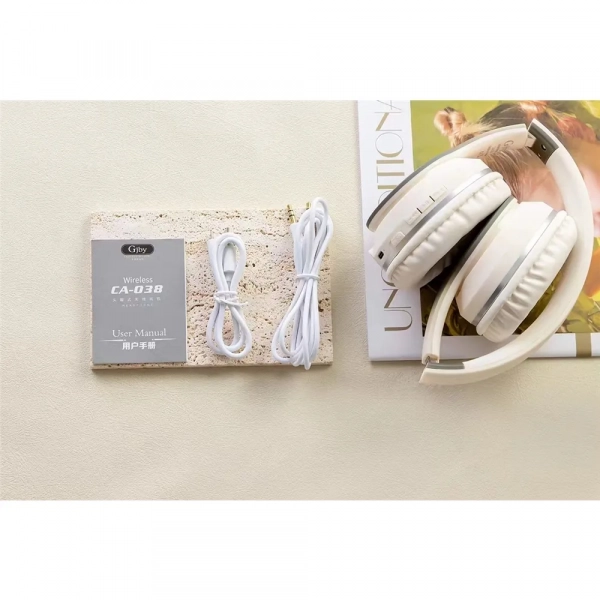 CA-038 Ασύρματα Bluetooth Over Ear Ακουστικά Μπεζ-λευκό