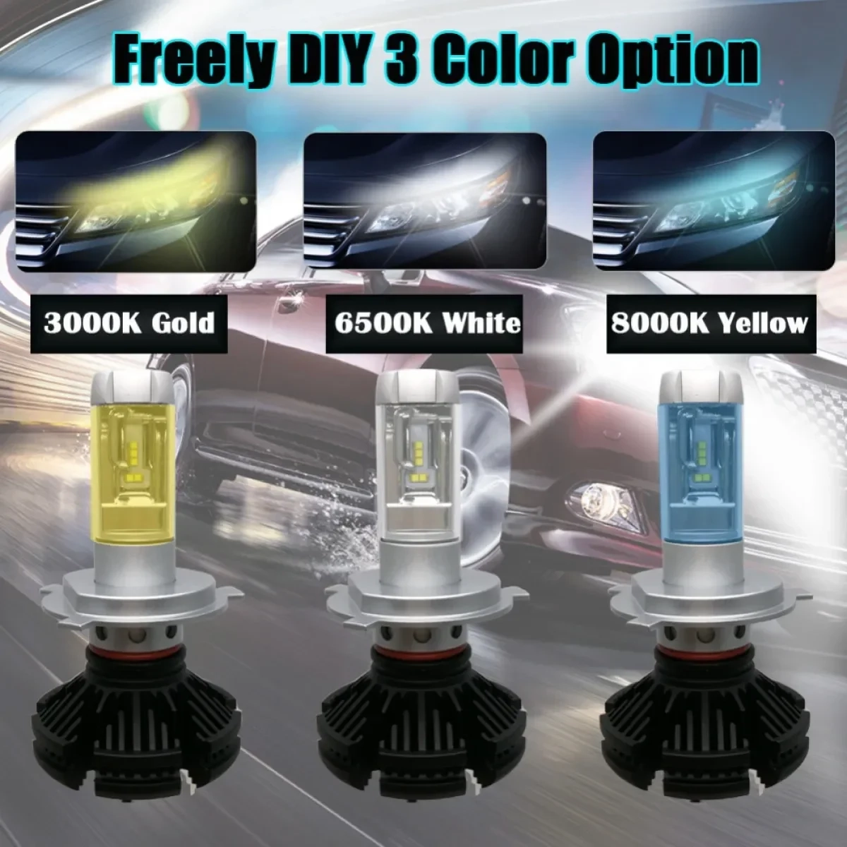 LED φώτα αυτοκινήτου H1, 50W, 6000L 6500K – X3 Led headlights Lumileds