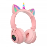 Unicorn STN-27 Ασύρματα Bluetooth Over Ear Ακουστικά Ροζ - Image 3