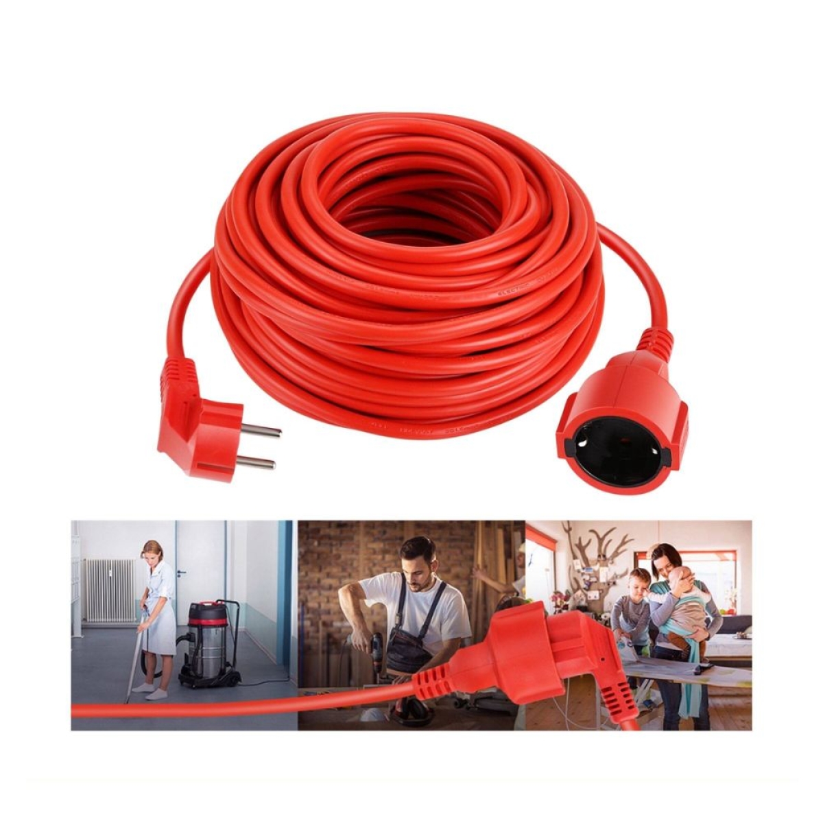 Μπαλαντέζα ασφαλείας με καλώδιο 10m 3×1.5mm κόκκινη