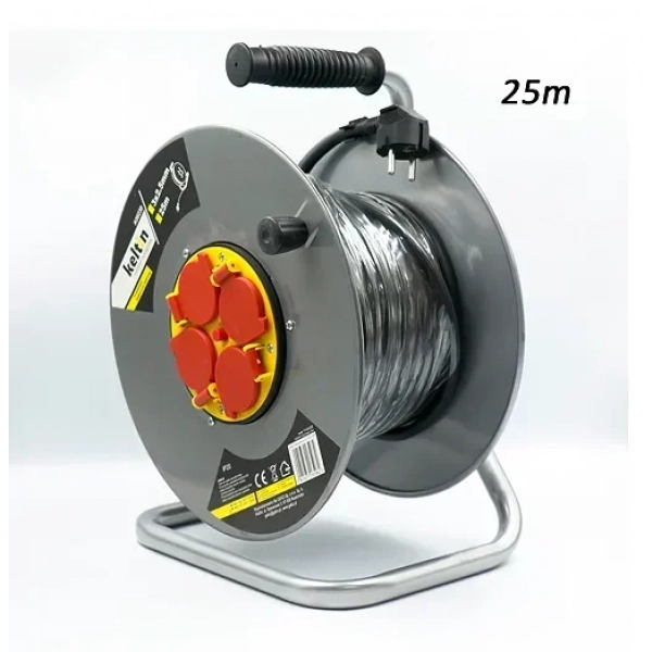 Μπαλαντέζα καρούλι με καλώδιο & 4 θέσεις 25m 3×1.5mm μαύρη