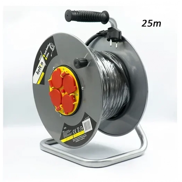 Μπαλαντέζα καρούλι με καλώδιο & 4 θέσεις 25m 3×2.5mm μαύρη