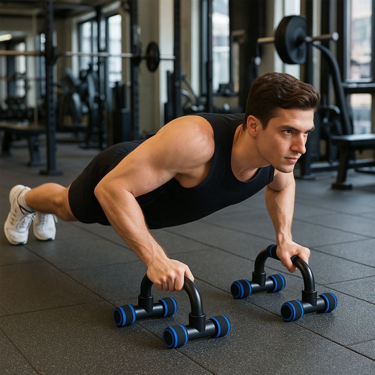 Χειρολαβές στήριξης εδάφους για κάμψεις push-ups 2 τεμάχια μαύρο μπλε