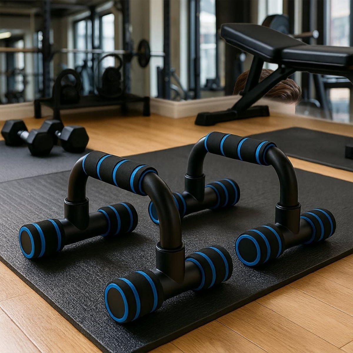 Χειρολαβές στήριξης εδάφους για κάμψεις push-ups 2 τεμάχια μαύρο μπλε