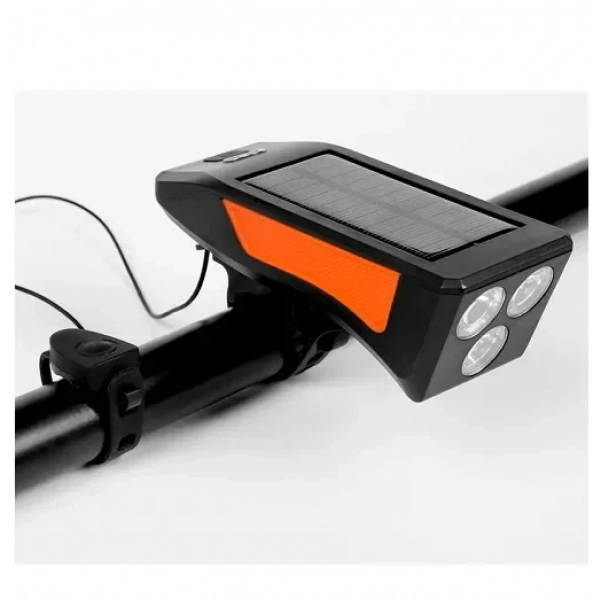 Επαναφορτιζόμενο ηλιακό φως ποδηλάτου LED Bicycle Lamp μαύρο - πορτοκαλί
