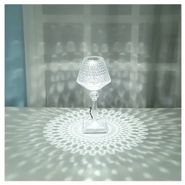 Επαναφορτιζόμενο RGB επιτραπέζιο φωτιστικό LED Crystal Lamp με Τηλεχειριστήριο RZ-122 διάφανο