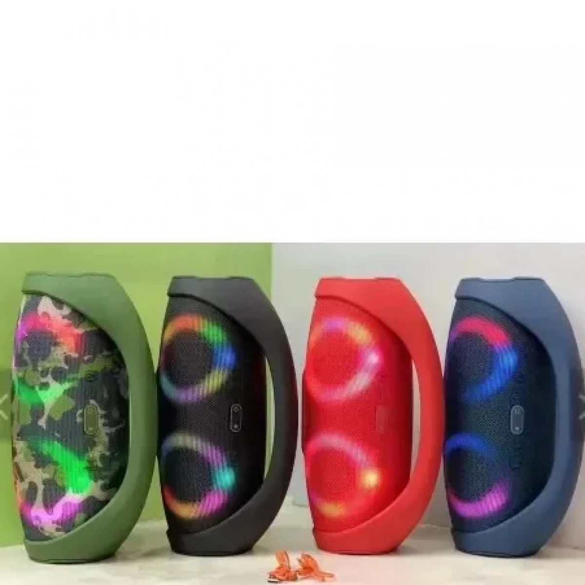 Ασύρματο ηχείο Bluetooth με φως LED και υπογούφερ C6 κόκκινο χρώμα