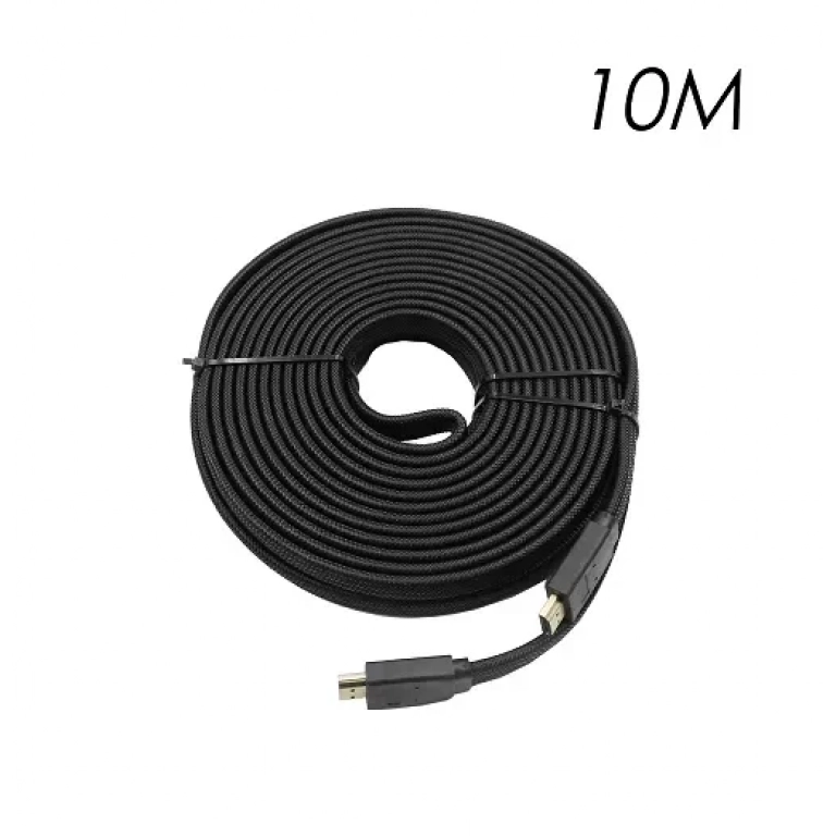 Καλώδιο HDMI 10m V2.0 4K UHD 3D Flat, Braided YWX-4K-10 μαύρο