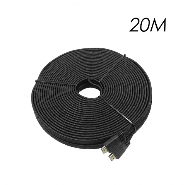 Καλώδιο HDMI 20m V2.0 4K UHD 3D Flat, Braided YWX-4K-20 μαύρο