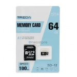 Κάρτα μνήμης Micro SDHC 64GB Class 10 U1 A1 UHS-1 με αντάπτορα SD Treqa SD-12-64GB