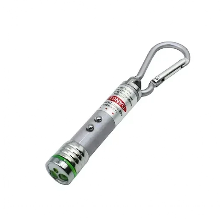 Μίνι φακός LED μπρελοκ με laser BL-1001 ασημί