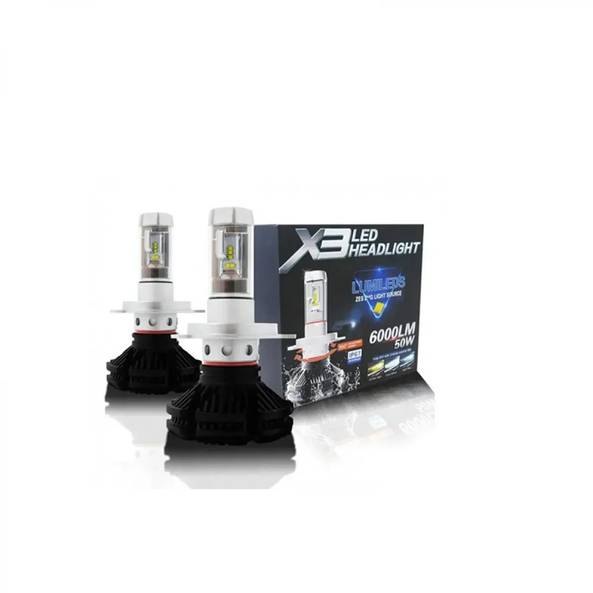 Led Φώτα Αυτοκινήτου H1, 50W, 6000L 6500K – X3 Led Headlights Lumileds