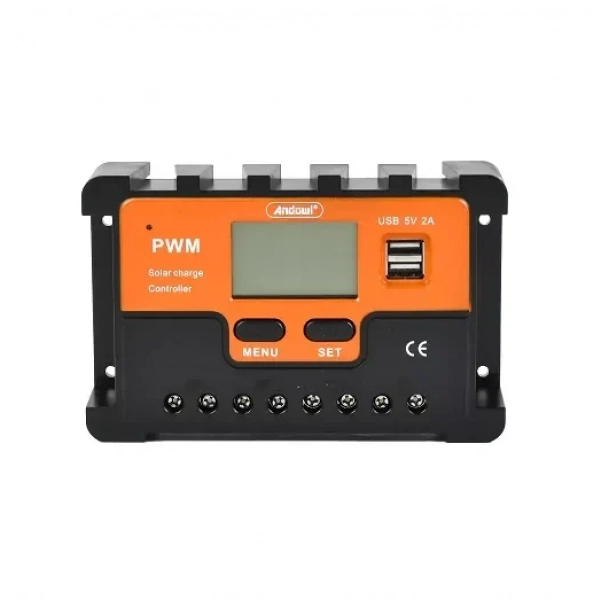 Ρυθμιστής φόρτισης με οθόνη 65A 12/24V PWM Andowl Q-KZ65 μαύρο πορτοκαλί