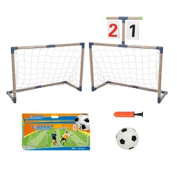 Σετ παιδικά τέρματα ποδοσφαίρου 79x78x35cm με δίχτυ, σκορ, μπάλα, σφυρίχτρα & τρόμπα JB8883B
