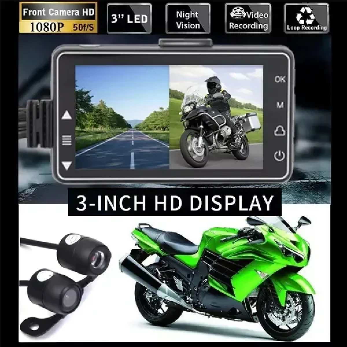 MT80 1080P Καταγραφικό Μοτοσυκλέτας DVR με δύο κάμερες Αδιάβροχες