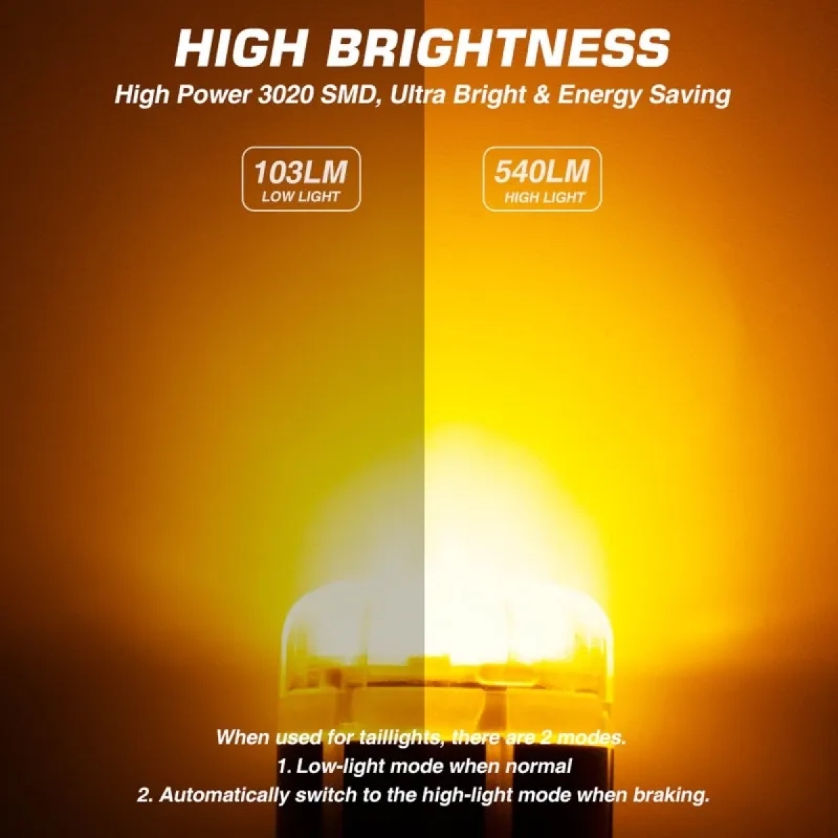 Διπολική λάμπα LED 1157 BAY15D 12V 9 SMD 3020 9W 540LM πορτοκαλί 2 τεμάχια A500 SL2 1157O NOVSIGHT