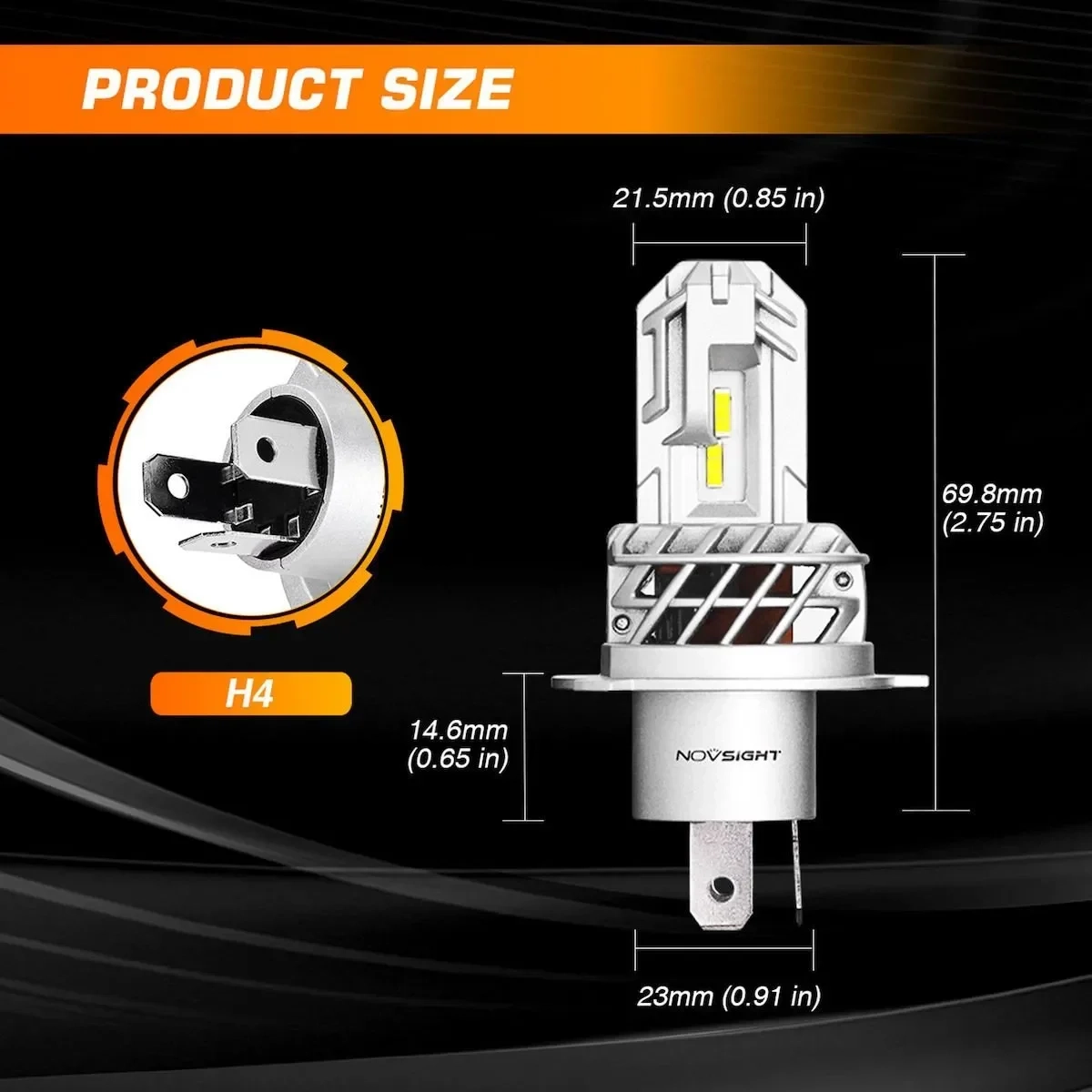 NovSight Λάμπα Αυτοκινήτου M500 N35 H4 LED 6000K Ψυχρό Λευκό 12V 40W 1τμχ