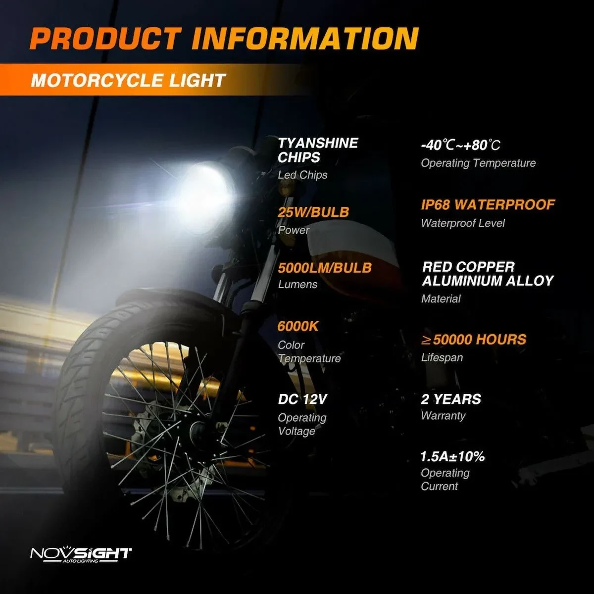 NovSight Λάμπα Αυτοκινήτου M500 N35 H4 LED 6000K Ψυχρό Λευκό 12V 40W 1τμχ