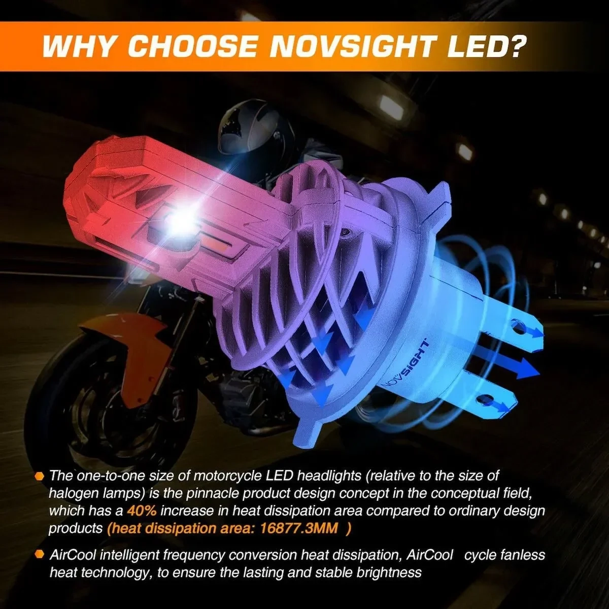 NovSight Λάμπα Αυτοκινήτου M500 N35 H4 LED 6000K Ψυχρό Λευκό 12V 40W 1τμχ