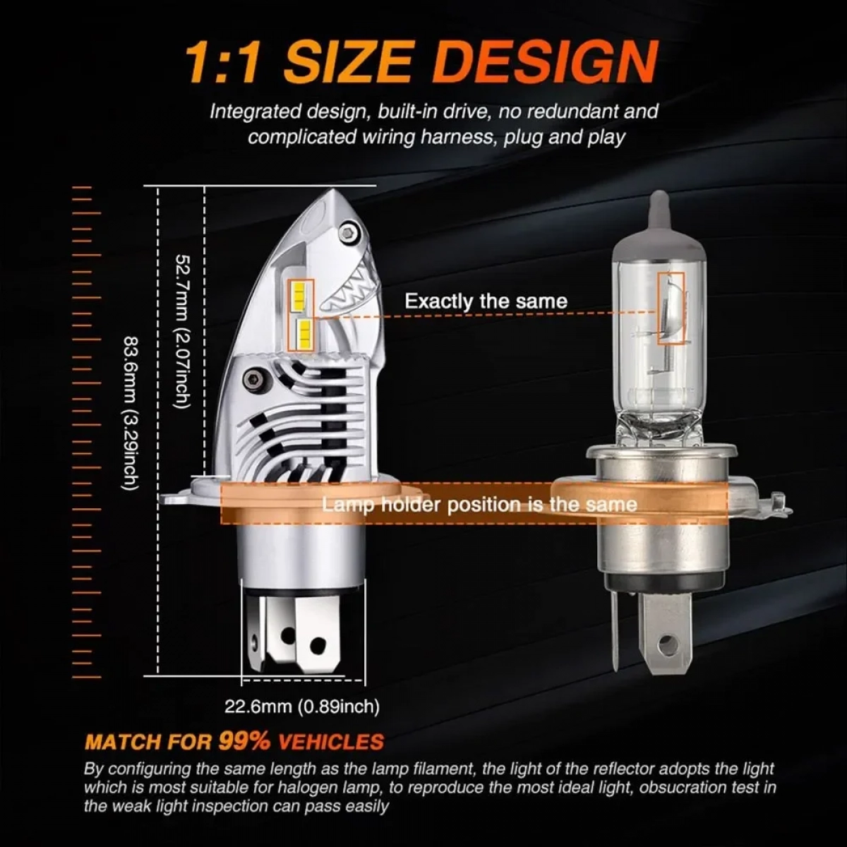 Φώτα Πορείας LED 70W 6000K 12000lumen H4 NovSight A397-F10-H4