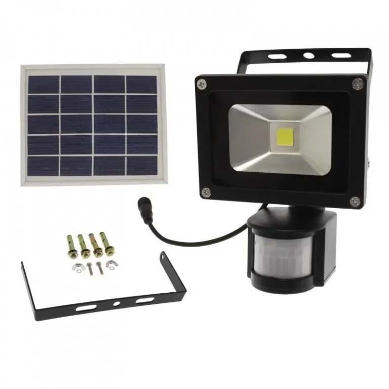 Solar Αυτόνομος Ηλιακός Προβολέας 10W IP65 6000K με Ανιχνευτή Κίνησης Λευκό OEM