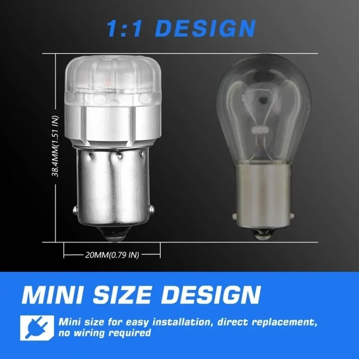 Μονοπολική λάμπα LED 1156 BA15S 12V 9 SMD 3020 9W 700LM 6500K ψυχρό λευκό 2 τεμάχια A500 SL2 1156W NOVSIGHT