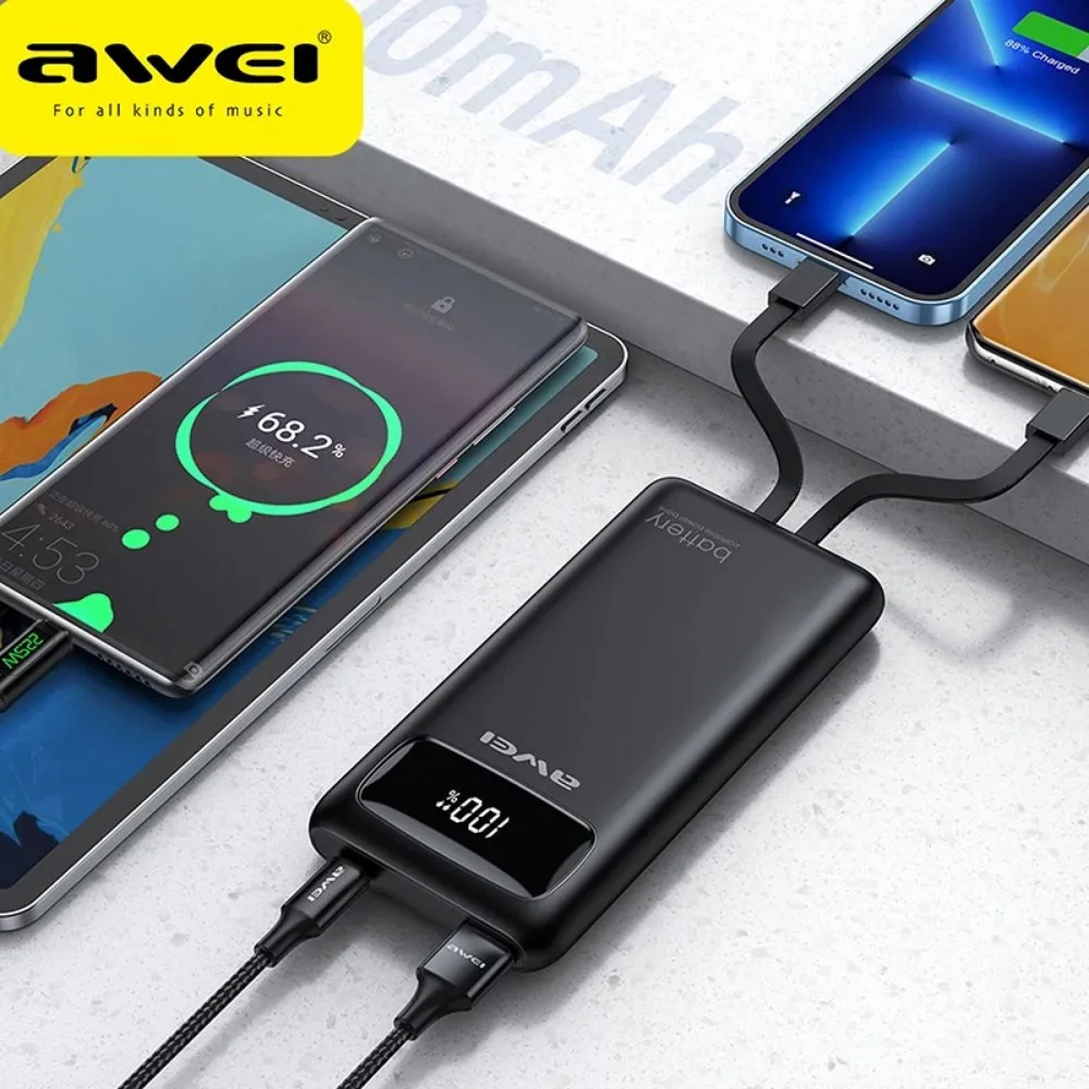 Powerbank Awei P168K 10000mAh (Λευκό)