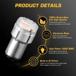 Διπολική λάμπα LED 1157 BAY15D 12V 9 SMD 3020 9W 540LM πορτοκαλί 2 τεμάχια A500 SL2 1157O NOVSIGHT